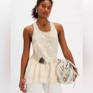 Free People Ivory embroidered shirt NWT